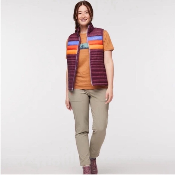Cotopaxi Women’s 1X Fuego Down Insulated Puff Vest Wine Stripes Maroon NWT - Picture 10 of 12